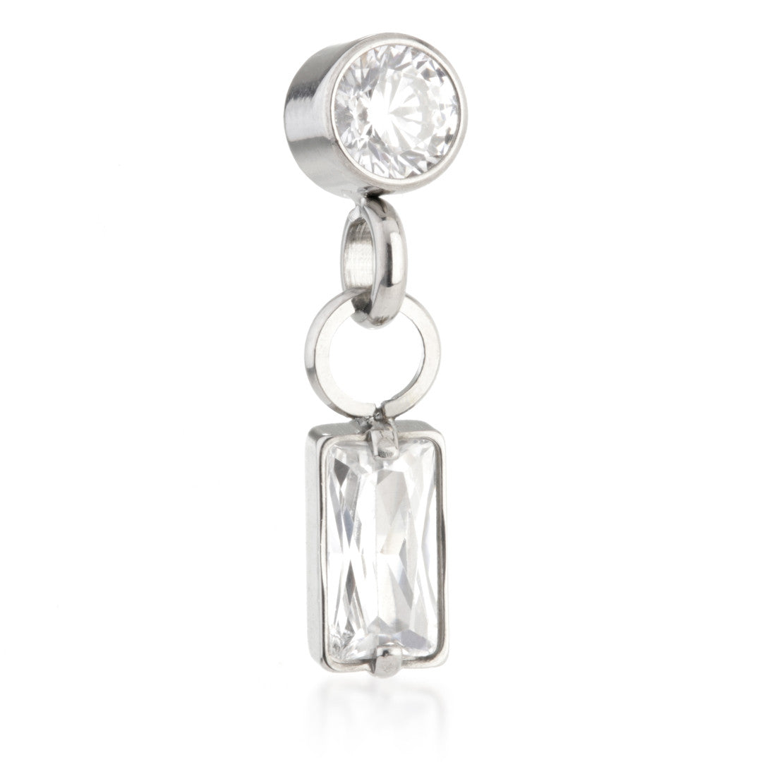 Ti Internal Jewelled Bezel Attachment with Hanging Baguette Charm
