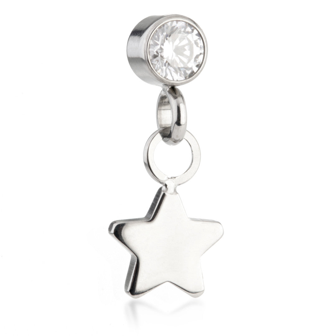 Ti Threadless Jewelled Bezel Attachment with Star Charm