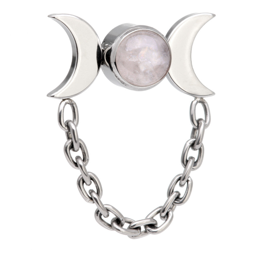 Ti Internal Rose Quartz Bezel with Double Moon Crescent Attachment