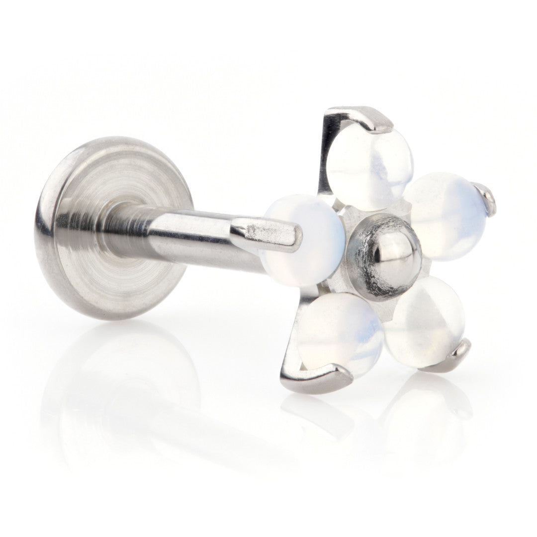 Ti Threadless Labret with Opalite Flower Attachment