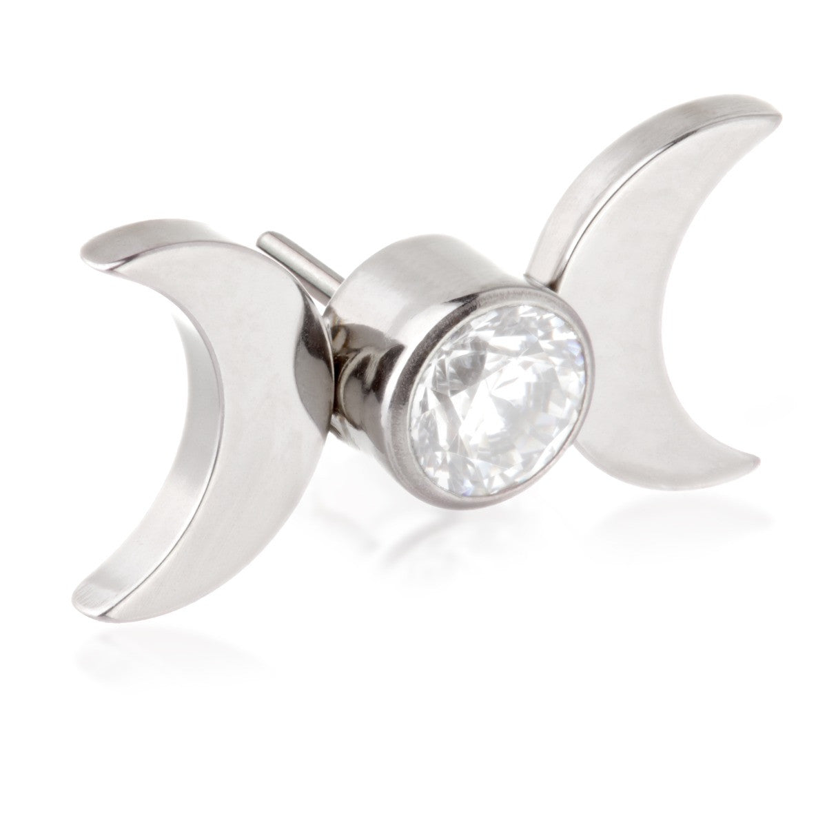 Ti Threadless Jewelled Bezel with Double Moon Crescent Attachment
