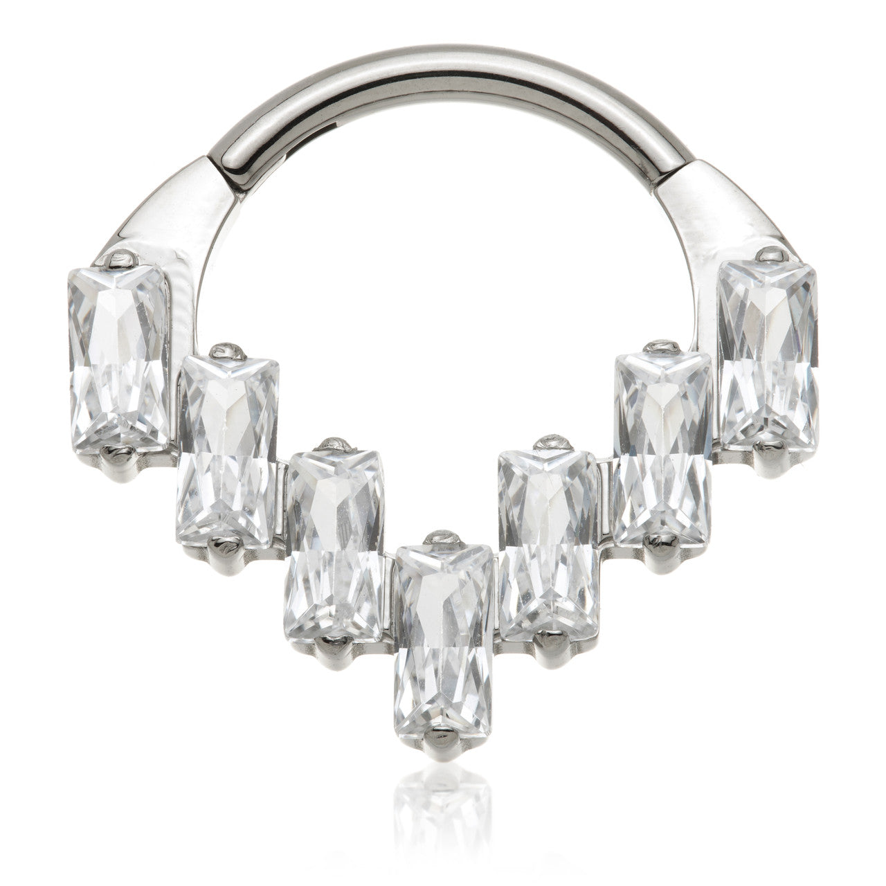 Titanium Front Facing Multi Baguette Hinge Ring
