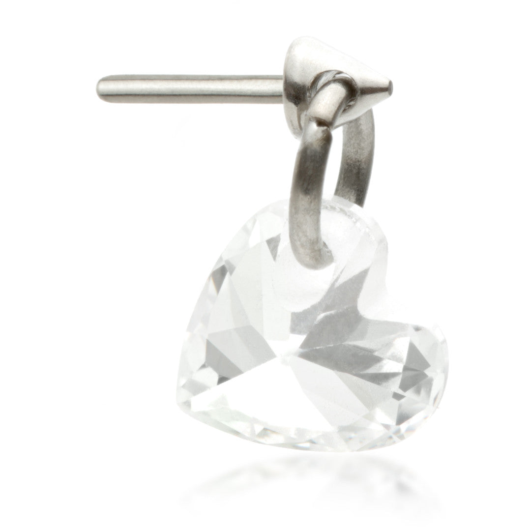 Ti Threadless Attachment with Heart Shaped Gem Charm