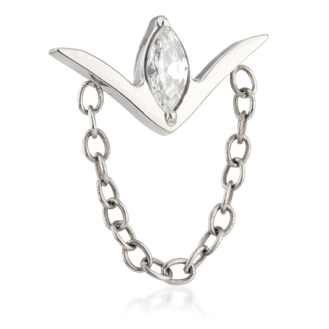 Ti Threadless V-Shaped Single Marquise Gem Attachment