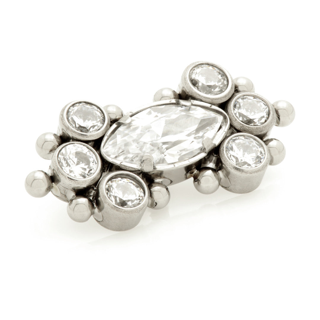 Ti Couture Internal Jewelled Marquise with Side Bezel Gems Attachment (0.9mm thread)