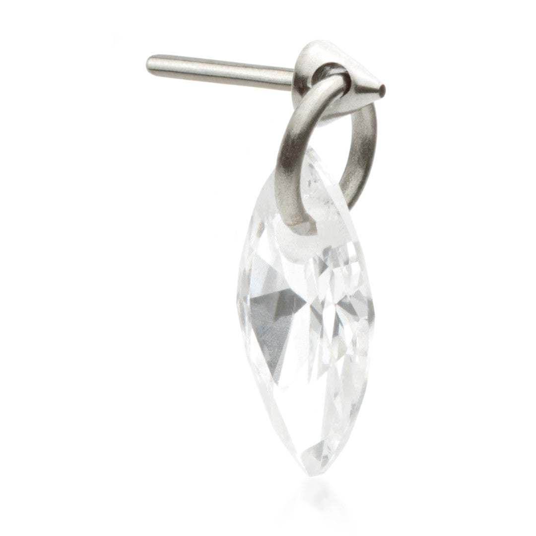 Ti Threadless Attachment with Marquise Shaped Gem Charm