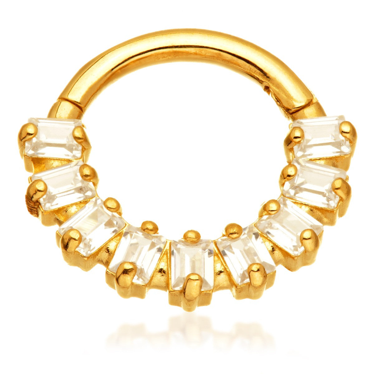 Solid Gold Front-Facing Gemstone Cluster Hinge Segment Ring