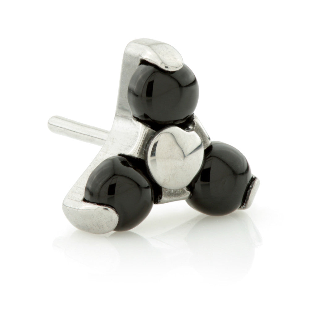 Ti Threadless Black Agate Trinity Stone Attachment