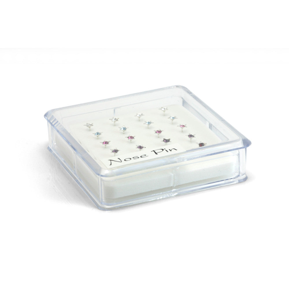 20x Silver Gem Stars - in Box