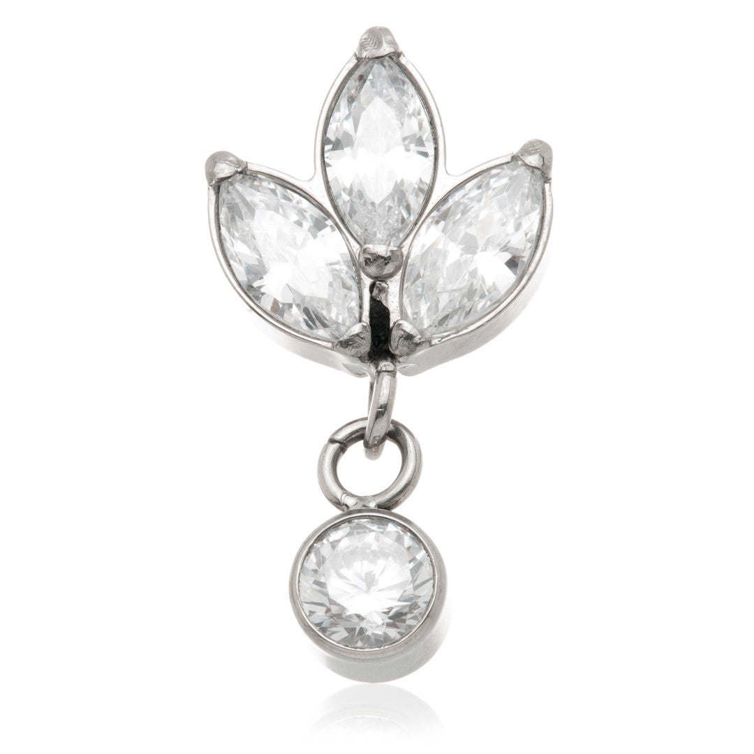 Ti Internal Triple Marquise Cluster with Hanging Round Gem Attachment