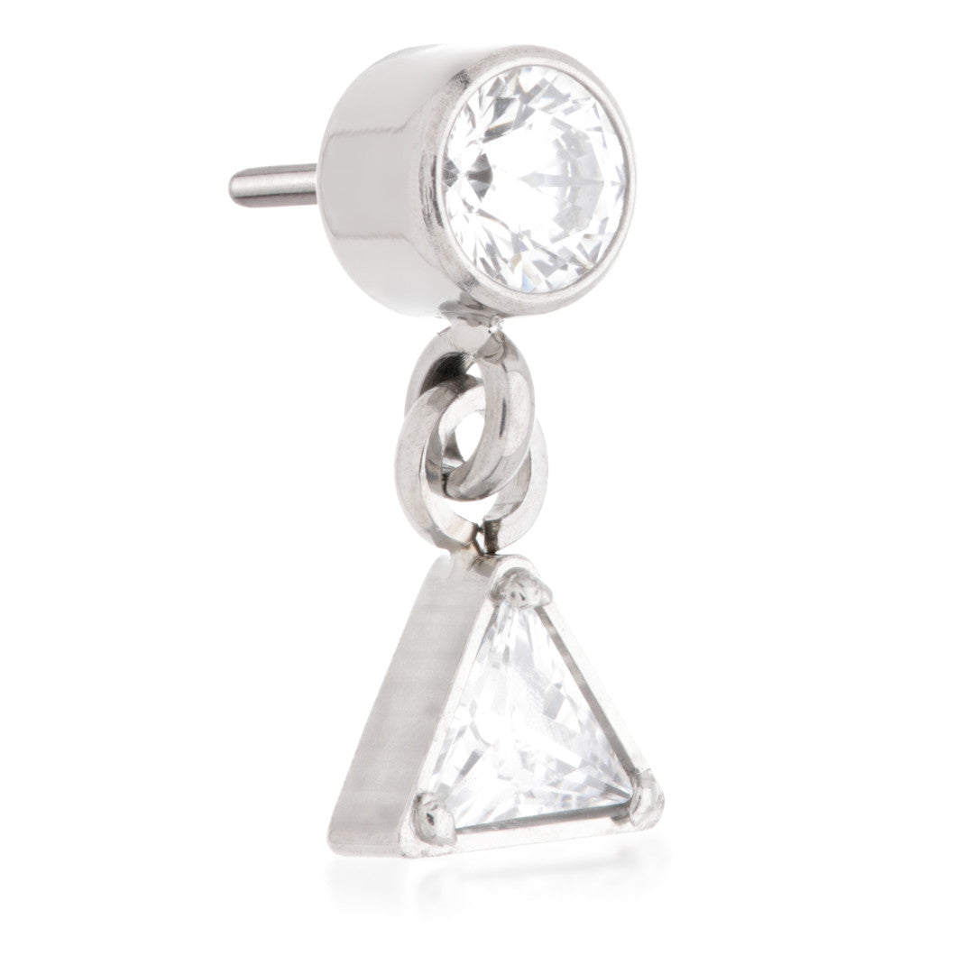 Ti Threadless Bezel Gem with Hanging Trillion Attachment