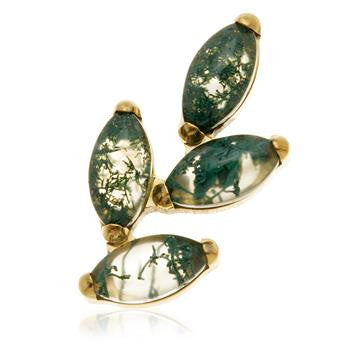 Zircon Gold Ti Internal Moss Agate Marquise Leaf Attachment