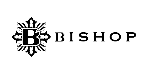 Bishop Logo with a stylized 'B' on a white background