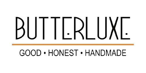 ButterLuxe logo with brand values on a white background
