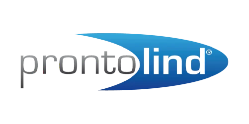 Prontolind logo with blue and gray design on a white background