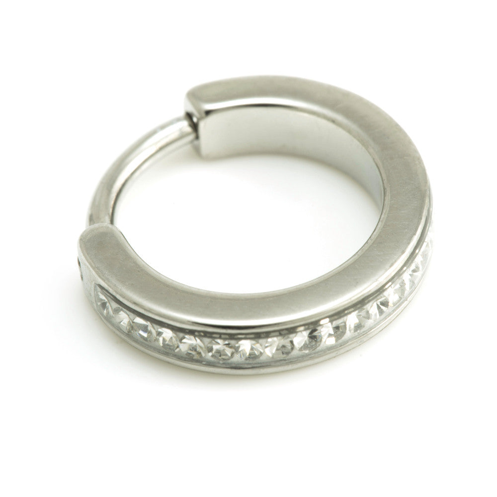 Steel Multi Gem Hinged Micro Ring
