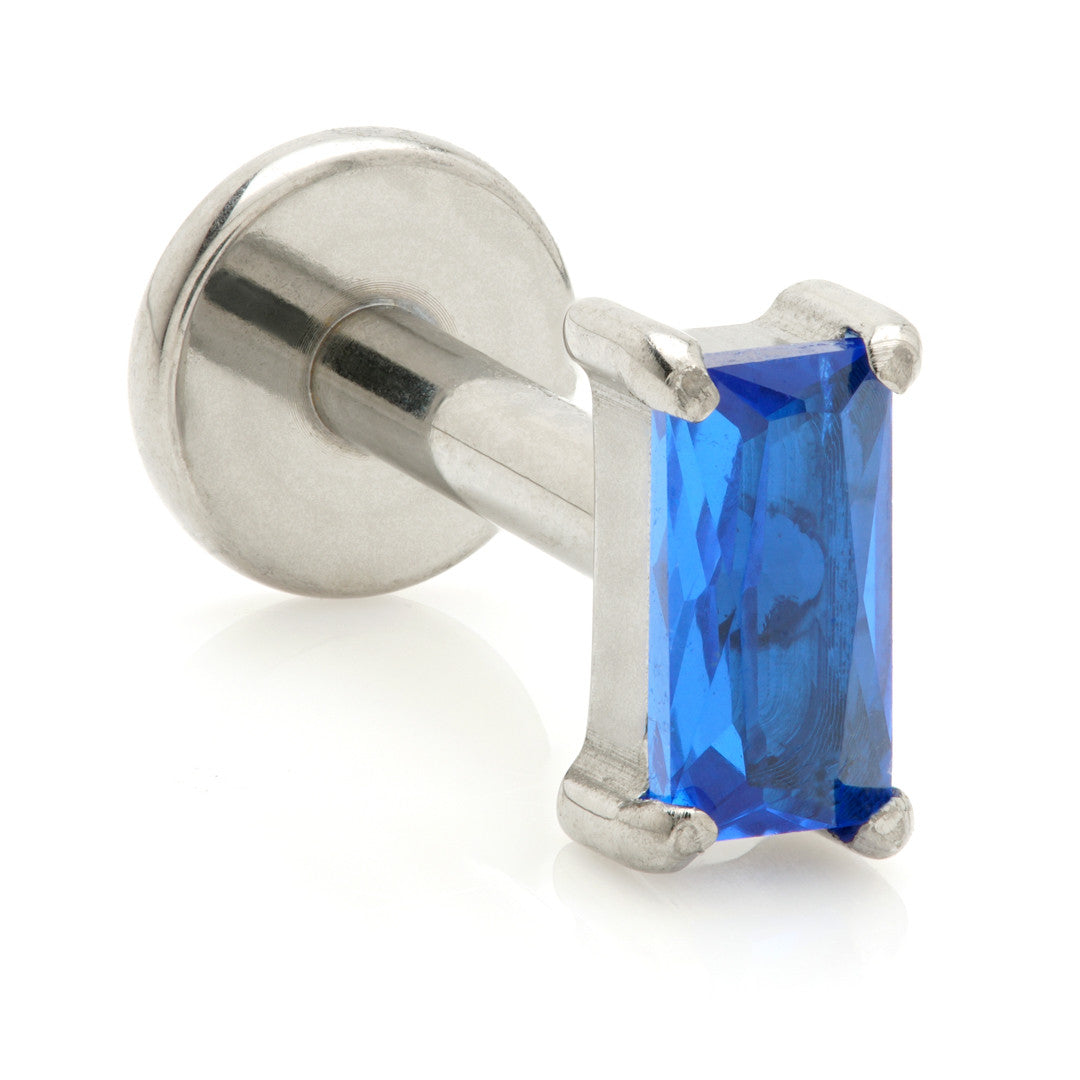 Titanium Threadless Labret with Gem Baguette Attachment