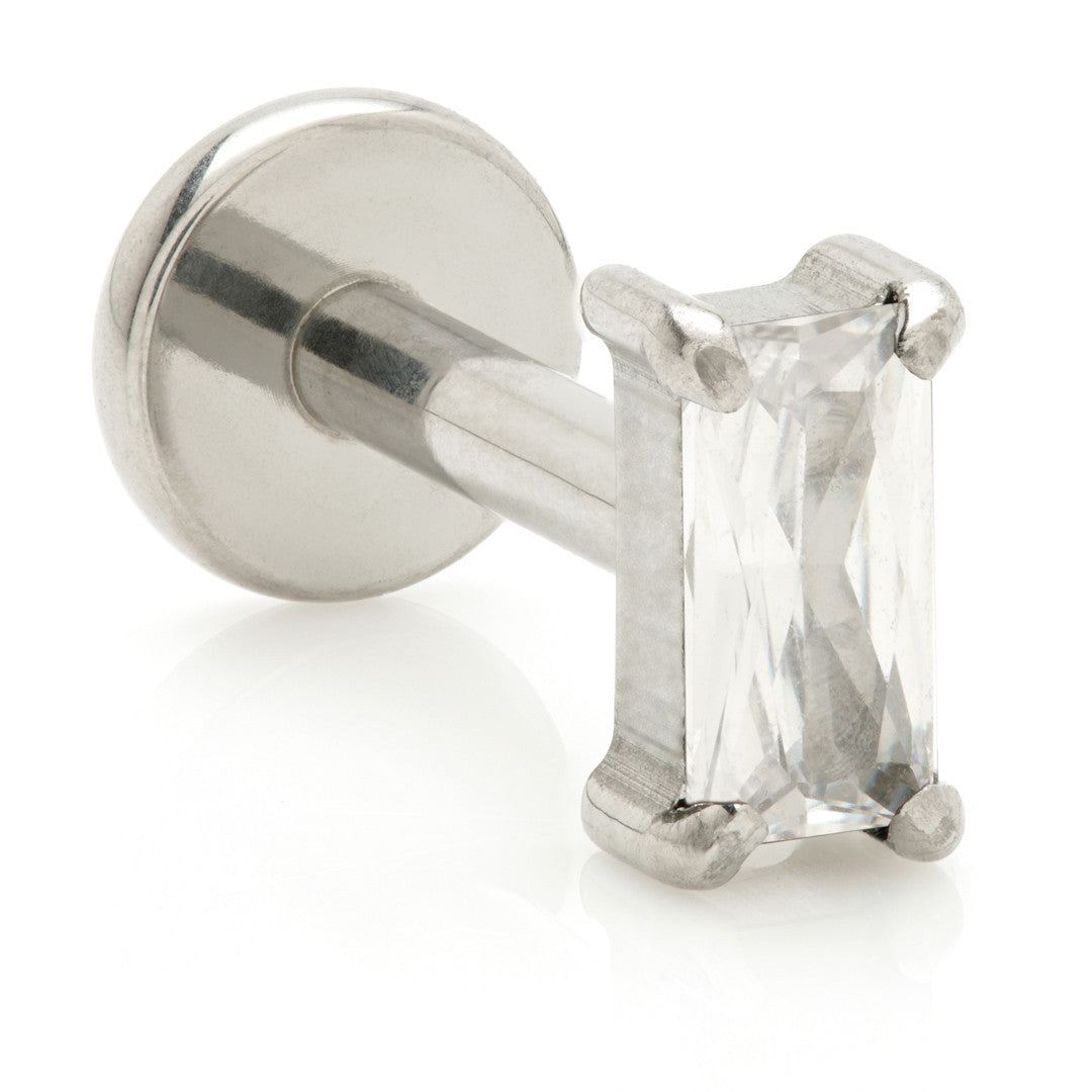 Titanium Threadless Labret with Gem Baguette Attachment