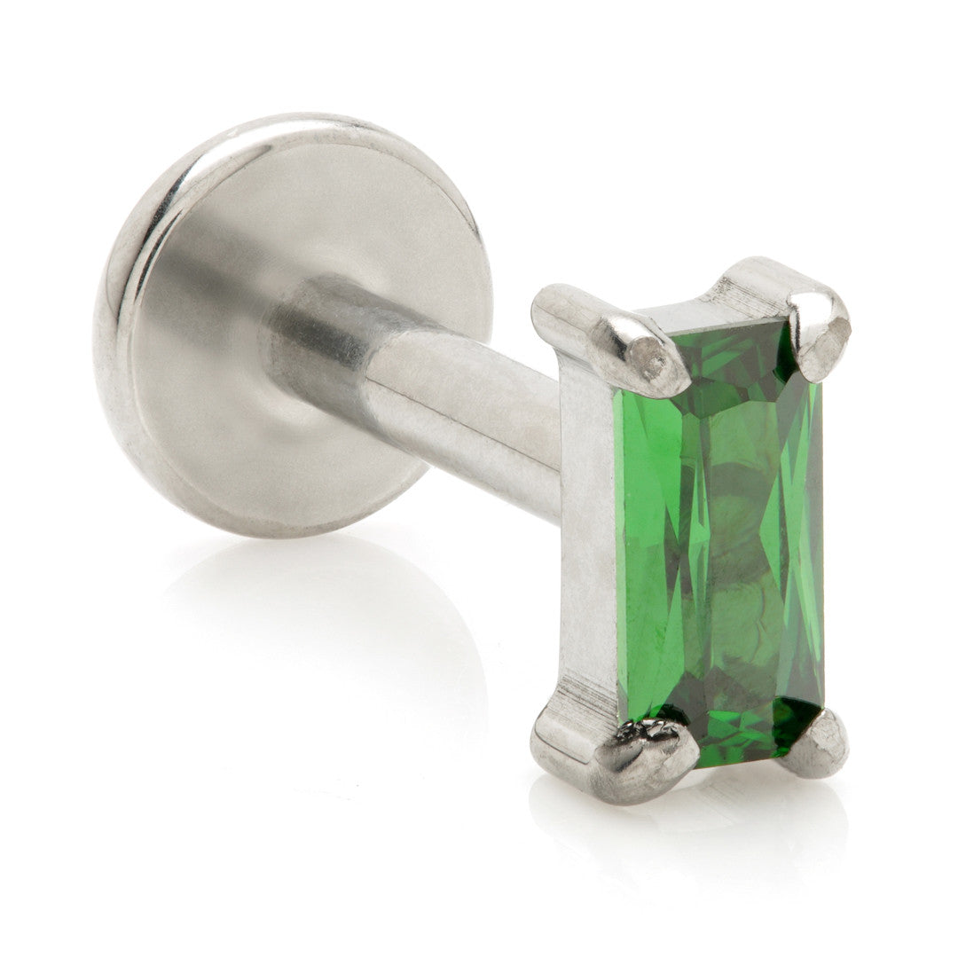 Titanium Threadless Labret with Gem Baguette Attachment
