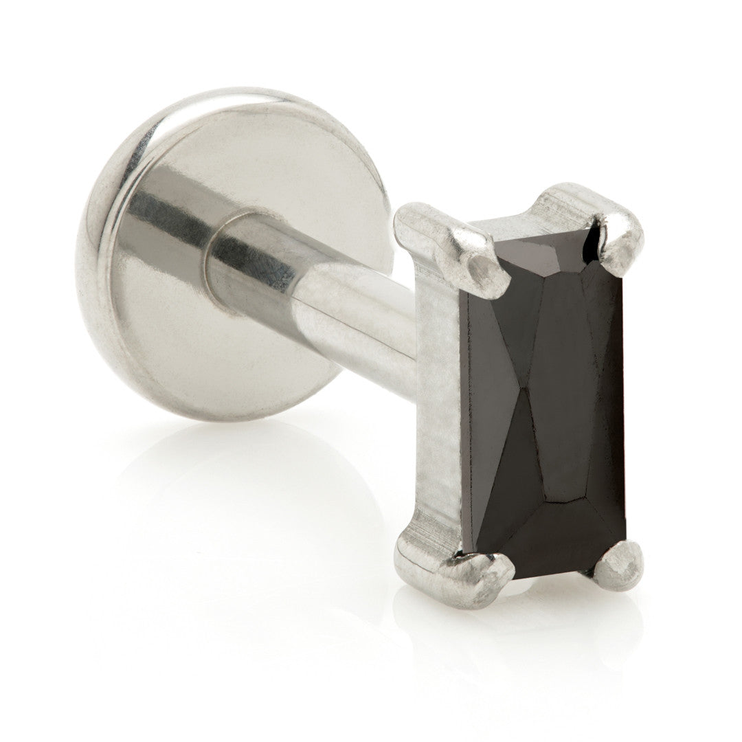 Titanium Threadless Labret with Gem Baguette Attachment
