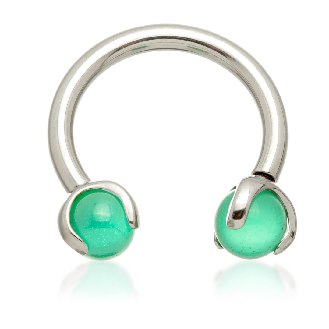 Ti Internal Circular Barbell with Double Semi Precious Stone Prong