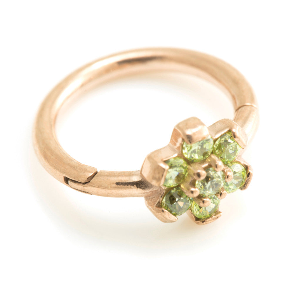 Rose Gold Steel Flower Gems Hinged Ring - RGMRING8