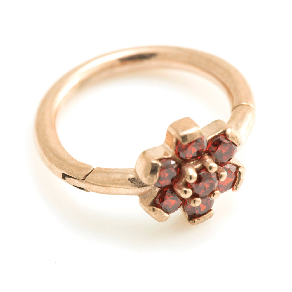 Rose Gold Steel Flower Gems Hinged Ring - RGMRING8