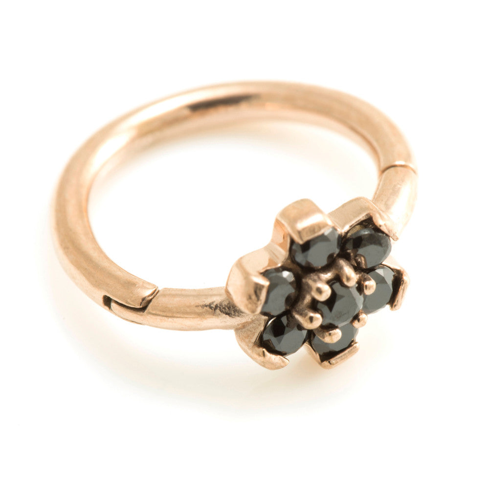 Rose Gold Steel Flower Gems Hinged Ring - RGMRING8