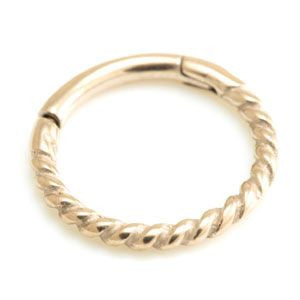 Zircon Gold Steel Rope Hinge Segment Ring