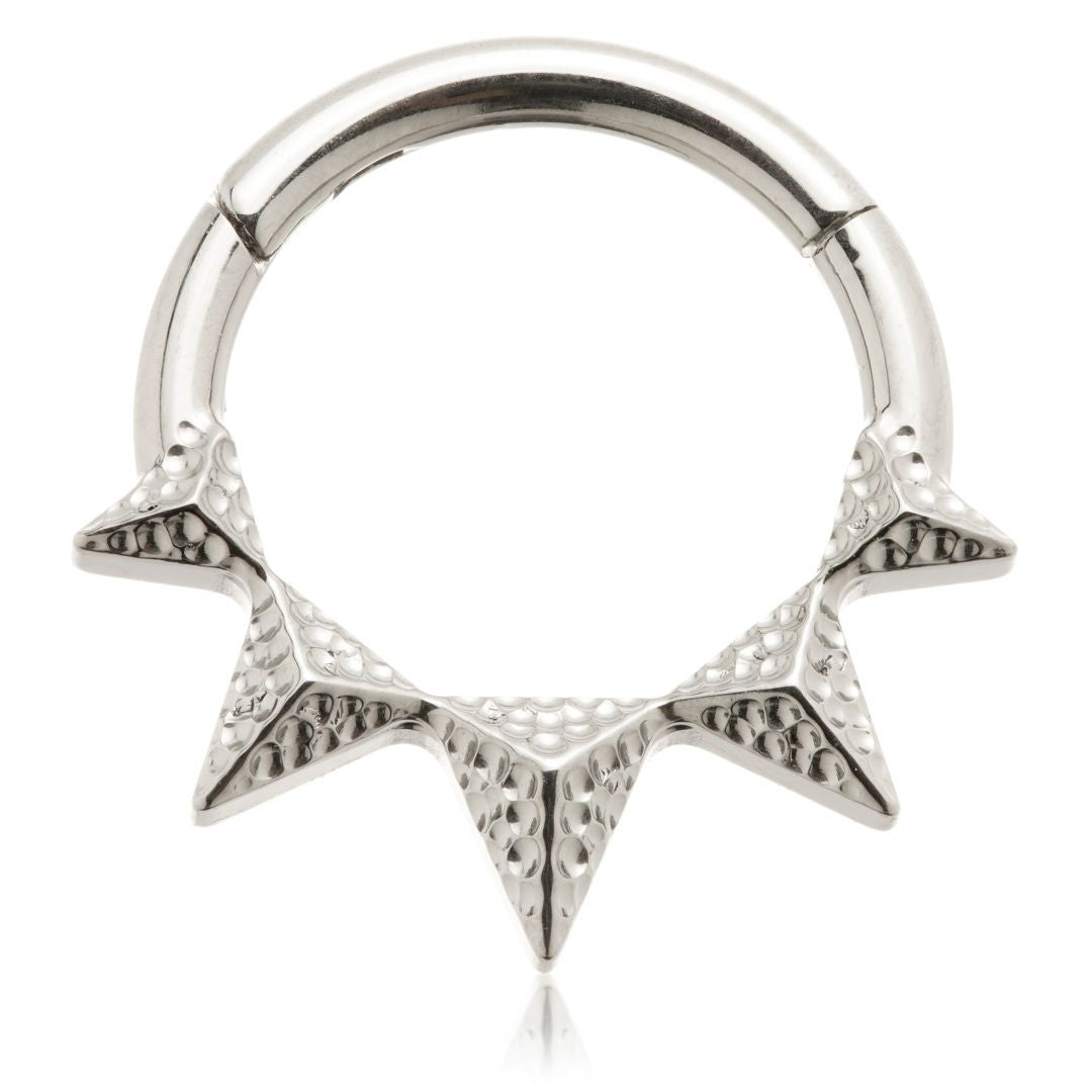 Ti Couture Hammered Spike Hinged Ring
