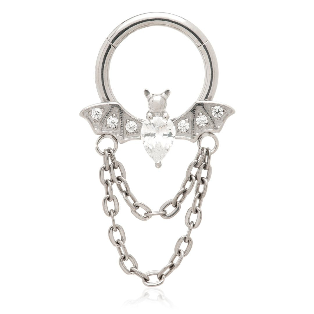 Ti Couture Jewelled Bat Chain Hinged Ring