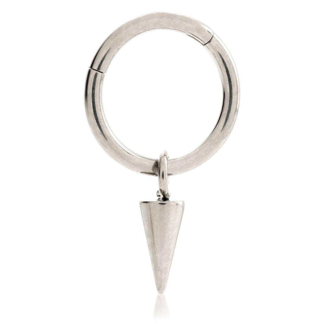 Titanium Hinged Ring with Spike Charm