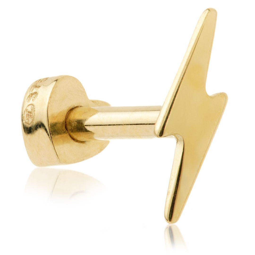 TL - 9ct Fixed Lightning Bolt Microbar with Screw on Heart Back