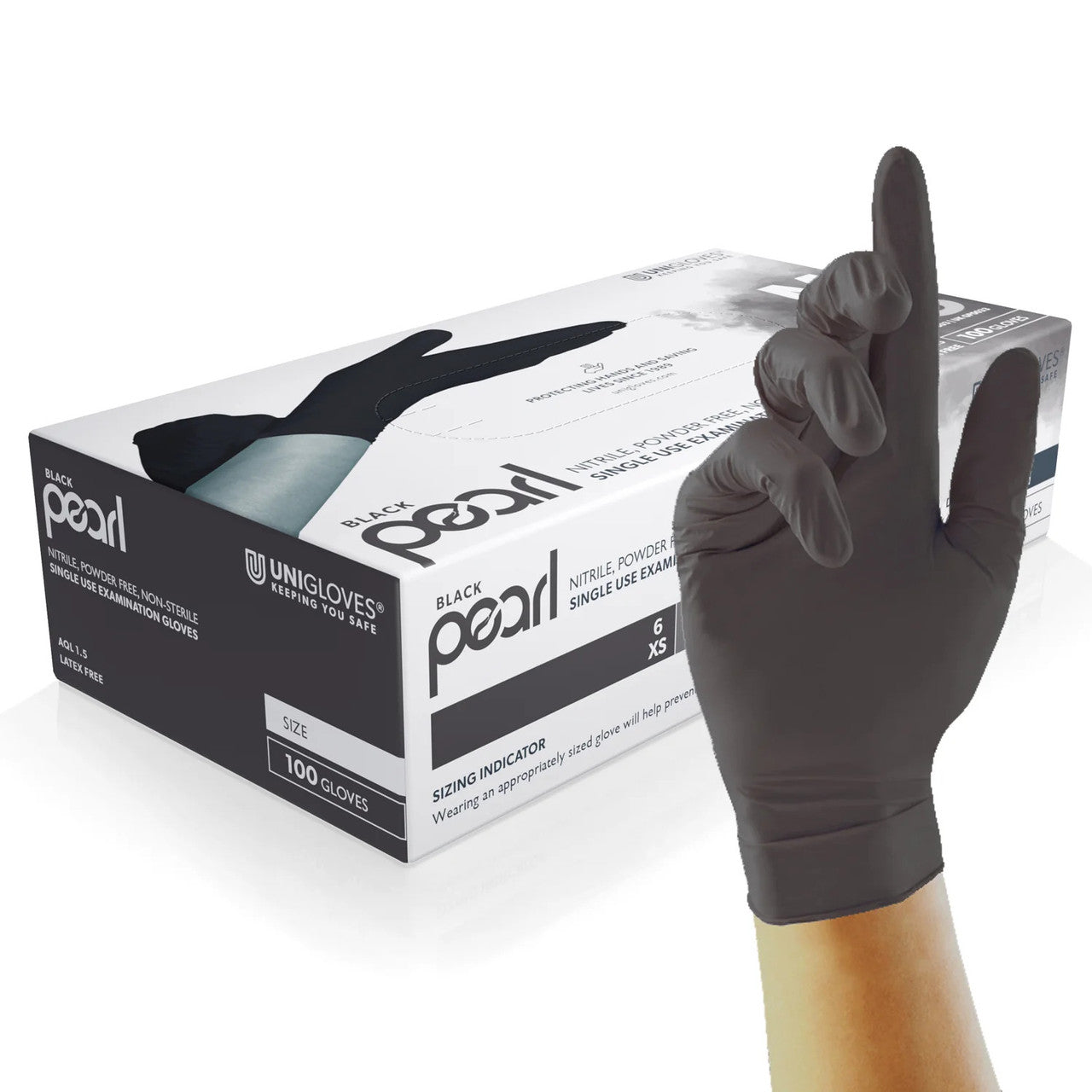 Unigloves Black Pearl Nitrile Gloves Powder Free