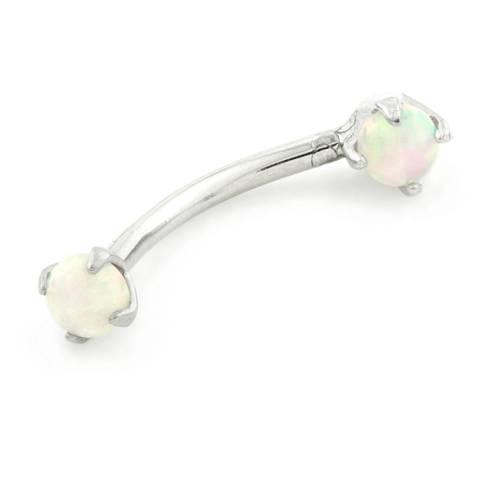 Steel Internal Thread Curved Prong Opal Bar - 10mm