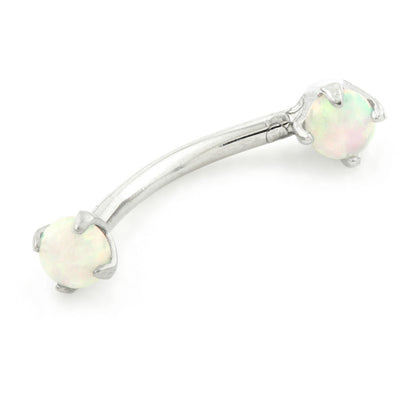 Steel Internal Thread Curved Prong Opal Bar - 10mm