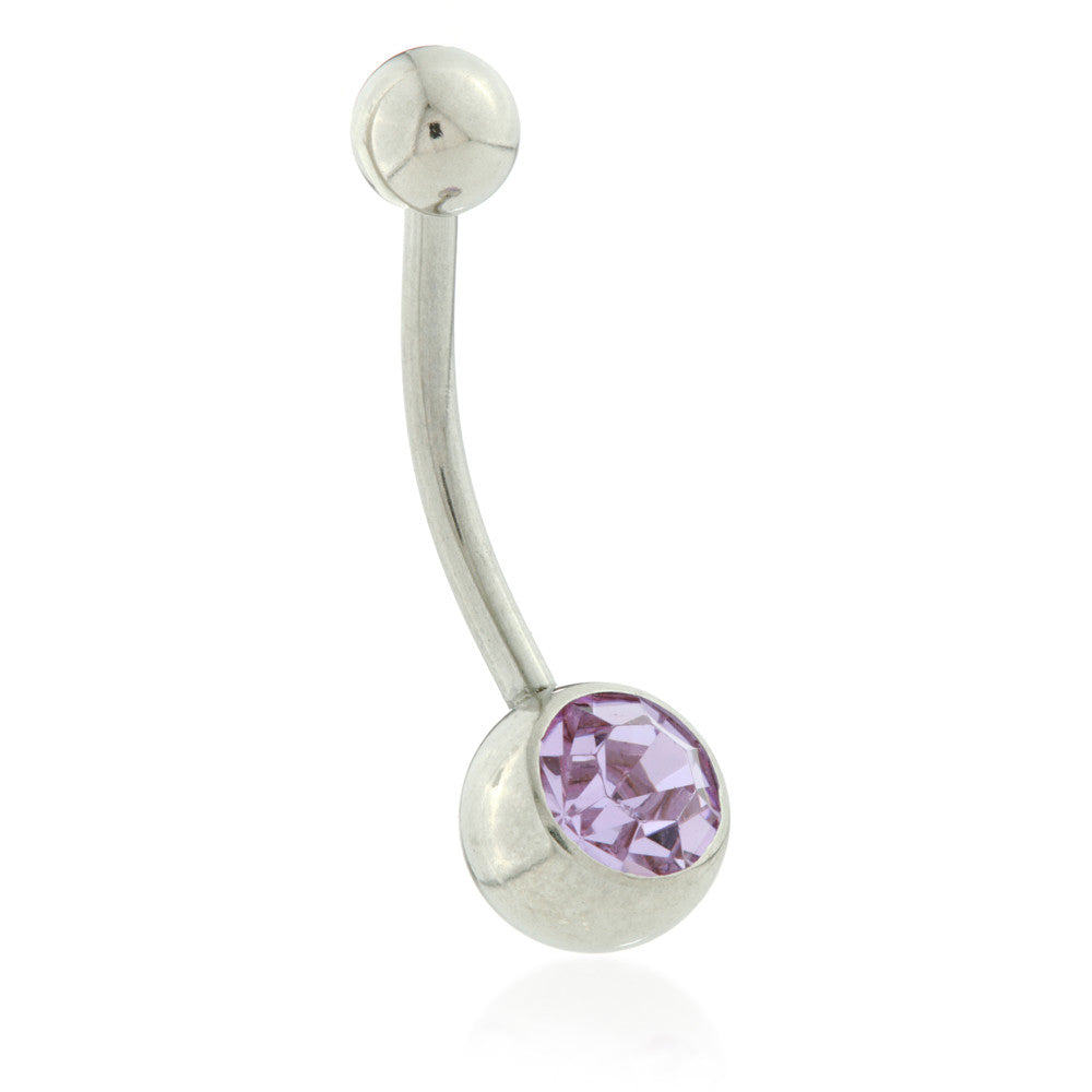 Steel External Single Jewelled Navel -1.6-14-Purple Violet