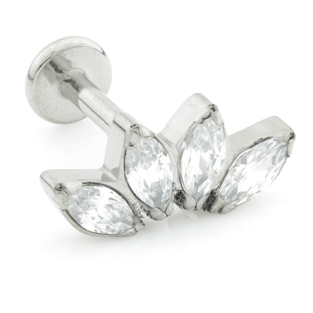 Internal Ti Micro Labret with Marquise Gem Cluster Attachment (1.2mm)