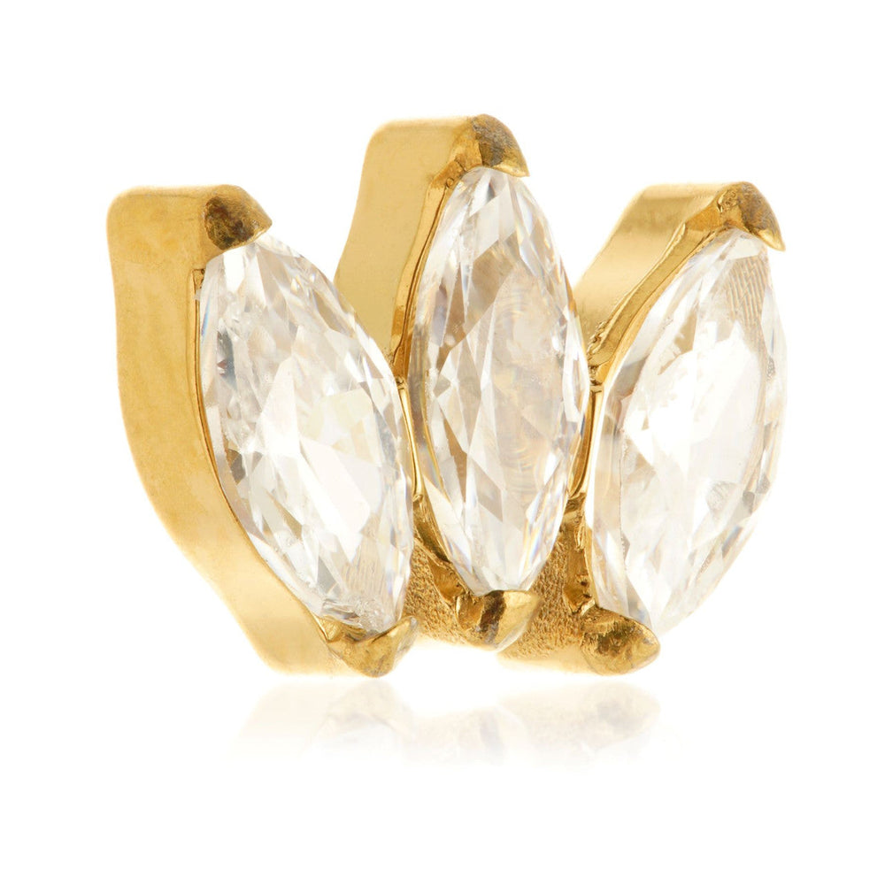 Zircon Gold Ti Threadless Triple Gem Marquise Attachment