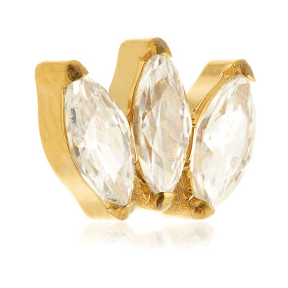 Zircon Gold Ti Threadless Triple Gem Marquise Attachment