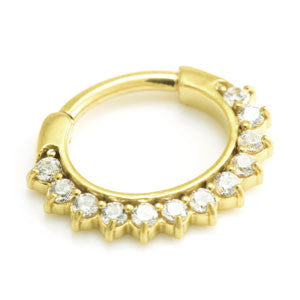24K Yellow Gold PVD Large Jewelled Septum Ring - GDJSEP17-1.2-8-CR