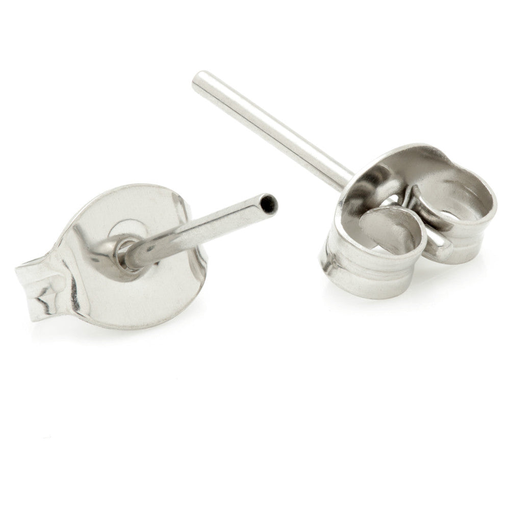 Titanium Threadless Stud Earring Post with Butterfly Back (Pair)