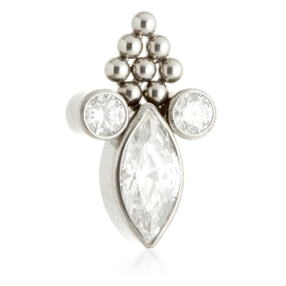 Ti Internal Jewelled Bezel Marquise with Gem and Beads Top Attachment (1.2mm thread)