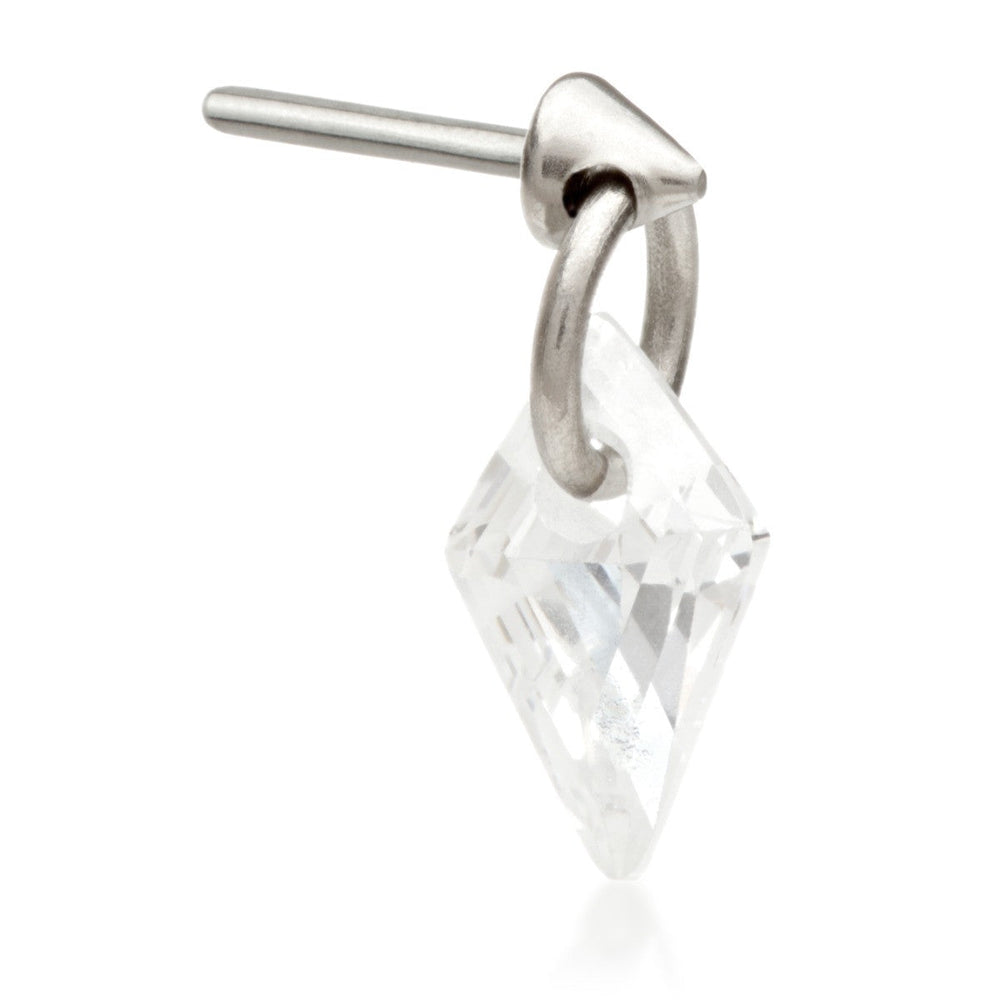Ti Threadless Attachment with Kite Shape Gem Charm
