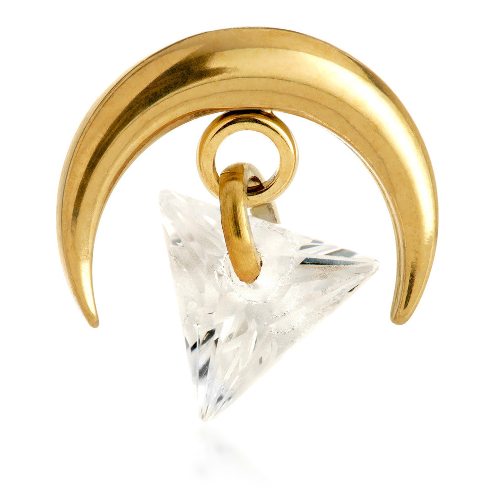 Zircon Gold Ti Internal Crescent Moon Attachment with Hanging Trillion