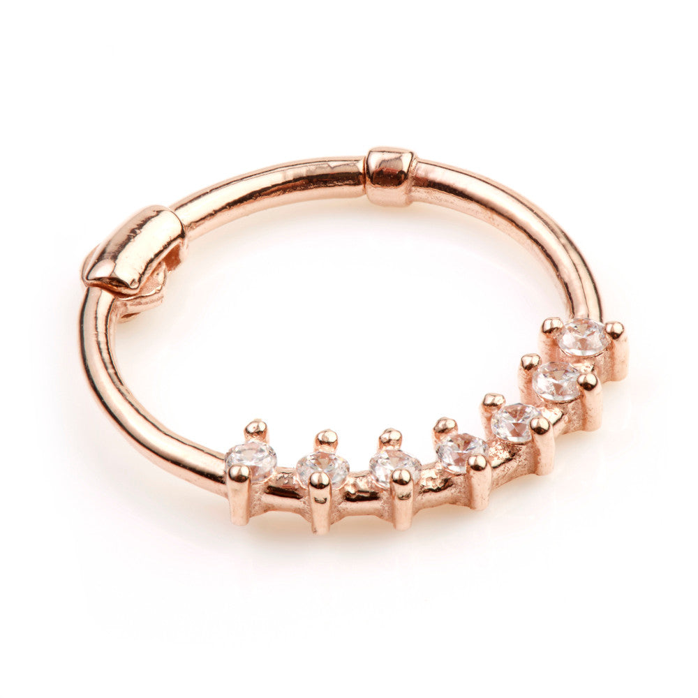 14ct Rose Gold Gem Hinge Segment Ring - 0.8mm