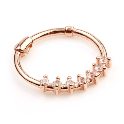 14ct Rose Gold Gem Hinge Segment Ring - 0.8mm