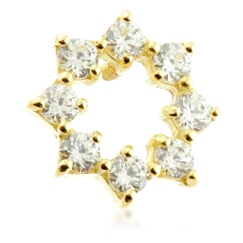 TL - 18ct Yellow Gold Open Flower Gem Internal Thread Attachment