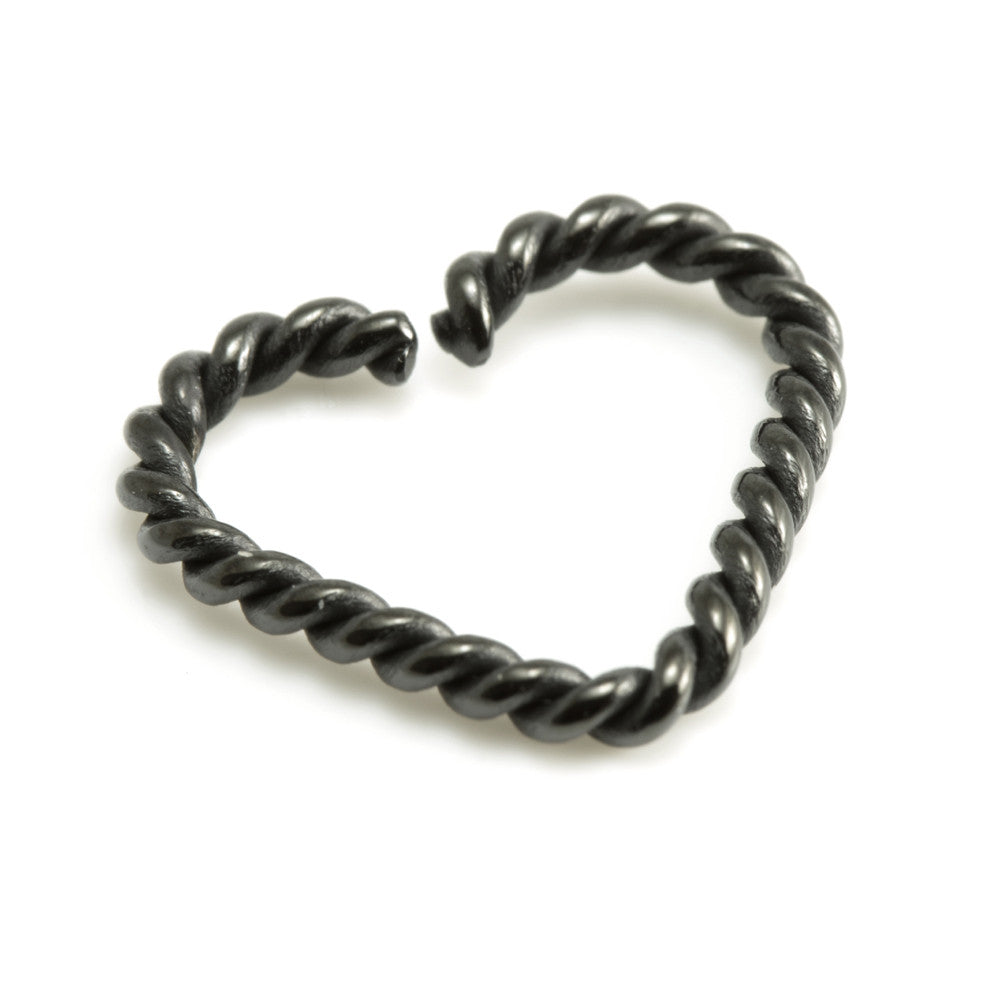 Black Steel Rope Heart Rings