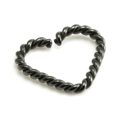 Black Steel Rope Heart Rings